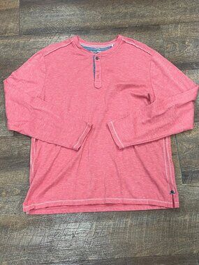 Tommy Bahama Coral Pink Long Sleeve Henley Shirt Large
